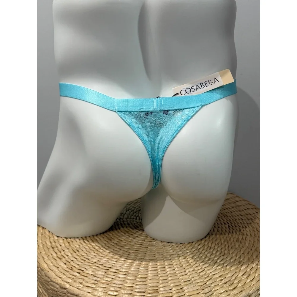 Cosabella Men's Italian Lace Thong Maldives Blue Luxury Stretch Lace Size L‎